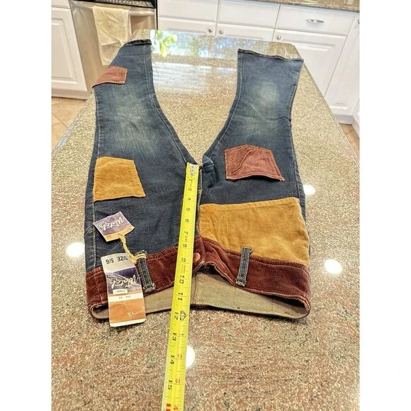 Vintage 70s style Patchwork Watch LA Flare Bell Bottom Cotton Denim Jeans NWT - Picture 6 of 16